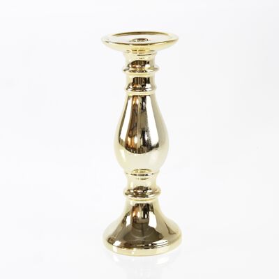 Dolomite candlestick, 9.5 x 9.5 x 25 cm, gold, 752384