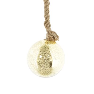 Glass ball on cord for hanging LED, 15 x 15cm, gold, 751042