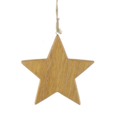 Estrella para colgar de madera de mango, 14 x 1,3 x 13 cm, marrón, 750953