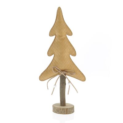 Imitation leather fir tree to stand on, 15 x 7 x 34.5 cm, light brown, 750762