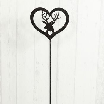 Plug métal renne en coeur, 16 x 0,3 x 90 cm, marron foncé, 750441 2