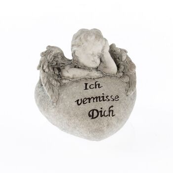 Ange de décoration de tombe poly a. Coeur, 8,8 x 8 x 7,6 cm, gris pierre, 749995 1