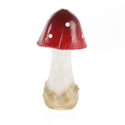 Ceramic mushroom to stand on, 11 x 11 x 22 cm, red/white, 749667