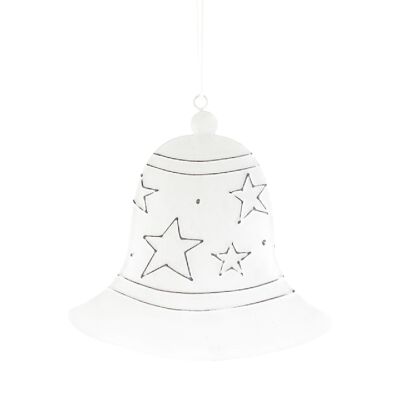 Metal hanger bell with stars, 14 x 1.5 x 14 cm, antique white, 748745