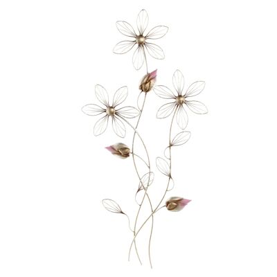 Metall-Wandbild Blumen, 44 x 2,5 x 91 cm, rosa, 748547