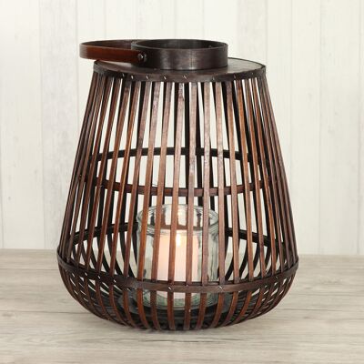 Bamboo lantern with handle, 35 x 35 x 40 cm, brown, 746802