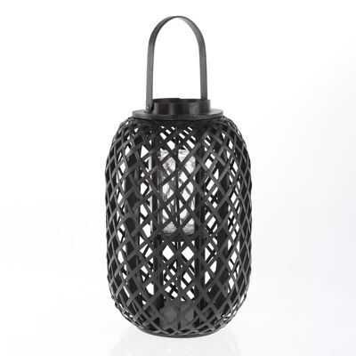 Linterna bulbosa de bambú, 28 x 28 x 43 cm, negra, 746758