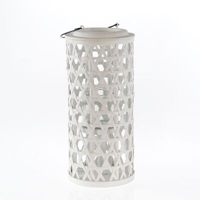 Bamboo lantern round high, 19 x 19 x 40 cm, white, 746727