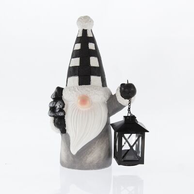 Magnesia gnome with lantern, 15 x 10 x 30 cm, black, 746512
