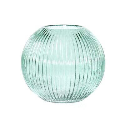 Glass ball vase with grooves, 20 x 20 x 18 cm, green, 746406
