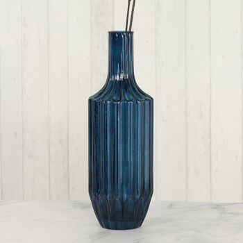 Vase bouteille en verre, transparent, 13 x 13 x 39,5 cm, bleu foncé, 746383 2