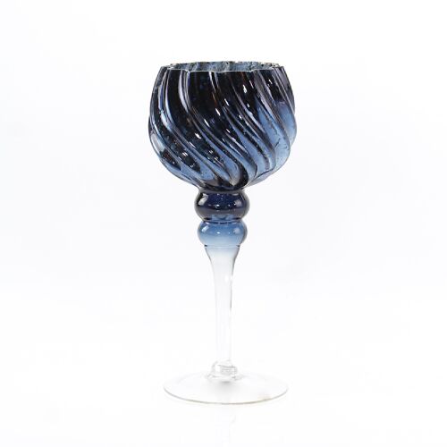 Glas-Kelch auf Fuß gedreht, 13 x 13 x 30 cm, dunkelblau, 745874