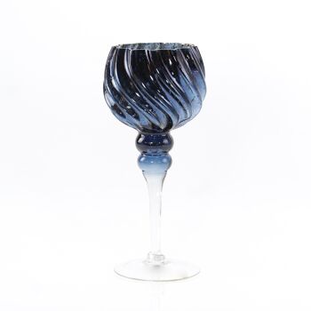 Gobelet en verre tourné sur pied, 13 x 13 x 30 cm, bleu foncé, 745874 1
