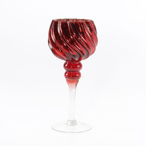 Glas-Kelch auf Fuß gedreht, 13 x 13 x 30 cm, rot, 745836