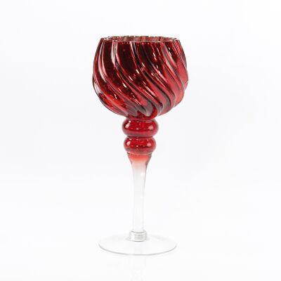 Copa de cristal girada a pie, 13 x 13 x 30 cm, roja, 745836