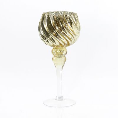 Glas-Kelch auf Fuß gedreht, 13 x 13 x 30 cm, gold, 745812