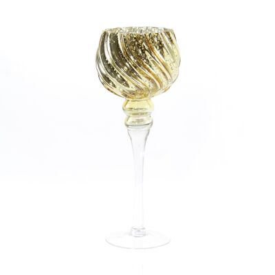 Glas-Kelch auf Fuß gedreht, 13 x 13 x 35 cm, gold, 745805