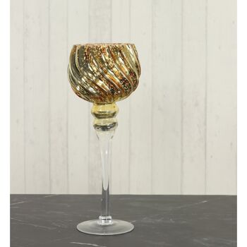 Gobelet en verre tourné sur pied, 13 x 13 x 35 cm, or, 745805 2