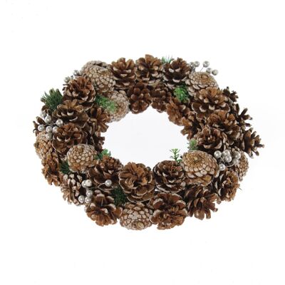 Decorative wreath with cones, 29 x 29 x 8 cm, natural color, 745546
