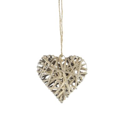 Rattan heart to hang, 15 x 1 x 15 cm, natural colour, 745522
