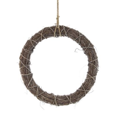 Decorative rattan wreath for hanging, 50 x 50 x 8 cm, brown, 745195