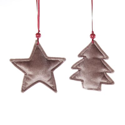 Decorative fabric hanger star/fir tree, 10 x 1 x 11 cm, pink, 744983