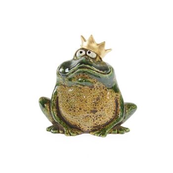 Prince grenouille en grès, 17,2 x 10,4 x 16,8 cm, vert, 744426 1