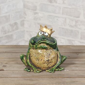 Prince grenouille en grès, 17,2 x 10,4 x 16,8 cm, vert, 744426 2