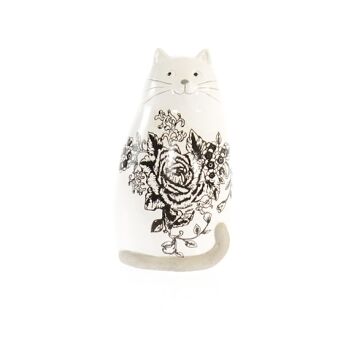 Chat en céramique avec décor, 10 x 9 x 17,5 cm, noir/blanc, 742958 1
