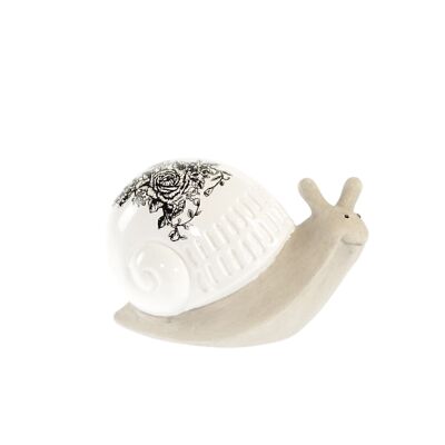 Escargot en céramique avec décor, 17,5x9,5x11cm, noir/blanc, 742934