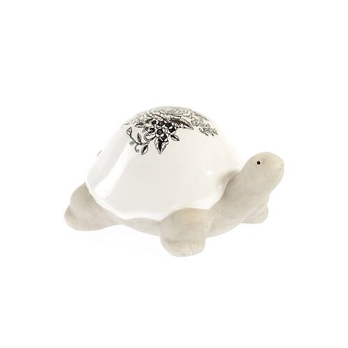 Keramik-Schildkröte mit Dekor, 24,5 x 15 x 13cm, schwarz/weiß, 742880