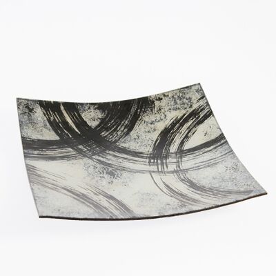 Glass plate square, 28.5x28.5x4.5cm, black/white, 741340