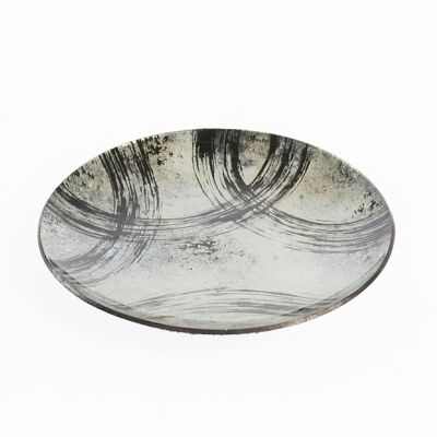 Assiette en verre ronde, 25 x 25 x 1,5 cm, noir/blanc, 741289