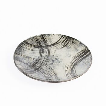 Assiette en verre ronde, 18,5x18,5x1,5cm, noir/blanc, 741265 1