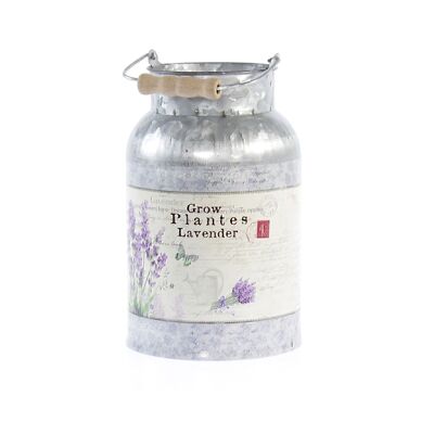 Metal jug round lavender, 13 x 13 x 20cm, zinc coloured, 740954