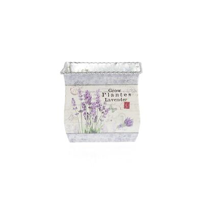 Metal pot square lavender, 12.5 x 12.5 x 11cm, zinc-colored, 740930