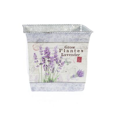 Metal pot square lavender, 17.5 x 17.5 x 16cm, zinc-colored, 740893