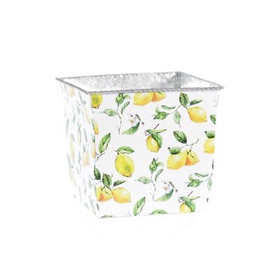 Vaso in metallo quadrato Lemon, 17,5 x 17,5 x 16 cm, giallo, 740886