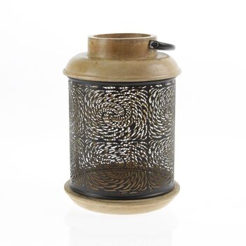 Lanterne en bois avec décoration en métal, 19 x 19 x 30 cm, noir/marron, 740633 1