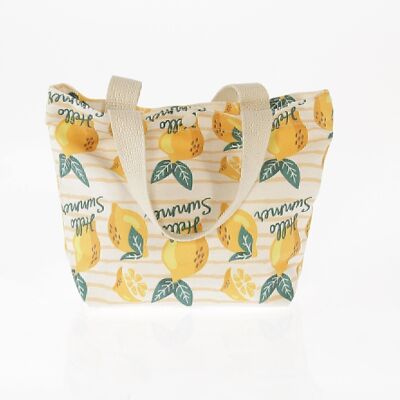 Cloth bag Lemondesign, 25 x 8 x 18cm, yellow/white, 739828