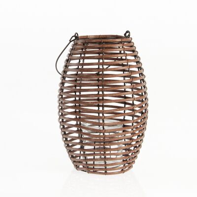 Lanterna in rattan alta, 21,5 x 21,5 x 30,5 cm, marrone, 739422