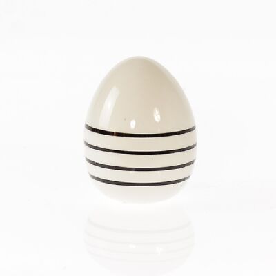 Dolomite egg striped, 9 x 9 x 11.5cm, black/white, 738968
