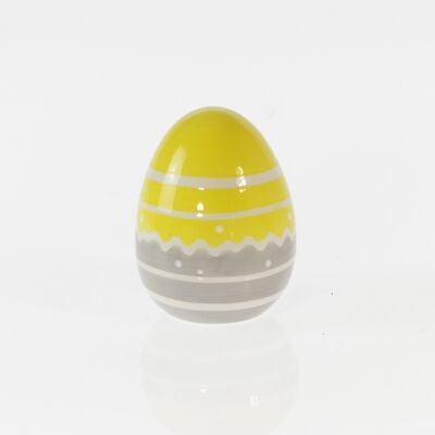Dolomite egg striped, 8 x 8 x 11cm, grey/yellow, 738791
