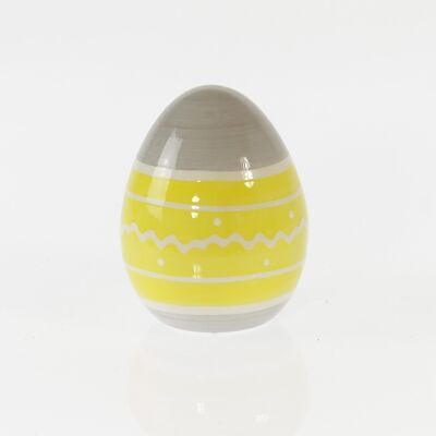 Huevo de dolomita rayado, 9,7 x 9,7 x 13 cm, gris/amarillo, 738784