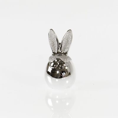 Dolomit rabbit with glitter glasses, 6 x 5 x 11cm, silver, 738777