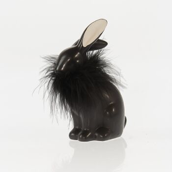 Lapin Dolomit avec fourrure, 12,5 x 7,5 x 18 cm, noir, 738739 1