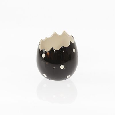 Guscio d'uovo di dolomite punteggiato, 10,7 x 10,7 x 11,8 cm, nero, 738692