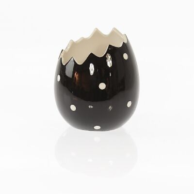 Cáscara de huevo de dolomita punteada, 14,5 x 14,5 x 15,5 cm, negra, 738685