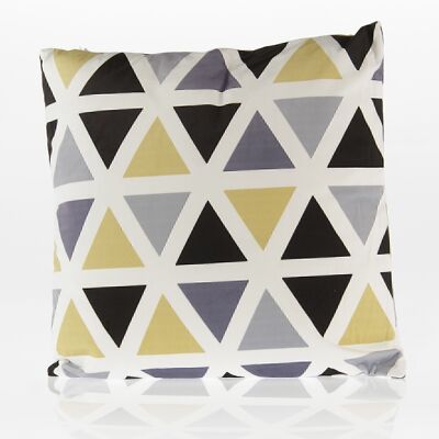 Decorative fabric cushion double-sided, 45 x 45cm, black/yellow/grey, 737688