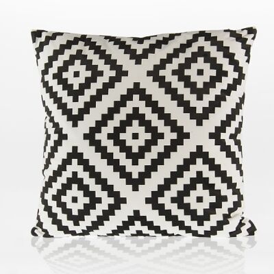 Decorative fabric cushion double-sided, 45x45cm, black/white patterned, 737664